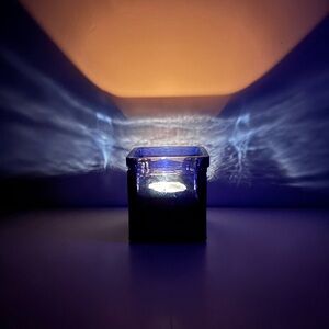 Cobalt Blue Glass Votive Candle Holders Hand Blown Spain Set of 2